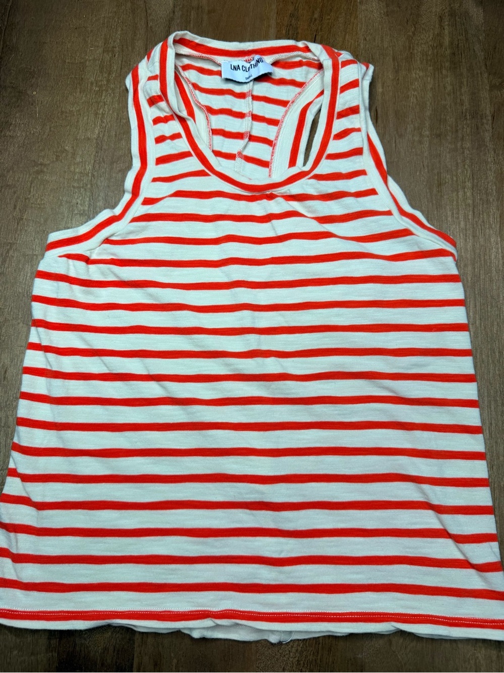 LNA Clothing Orange & White Striped Racerback Tank